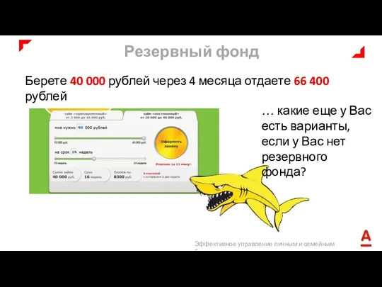 Берете 40 000 рублей через 4 месяца отдаете 66 400