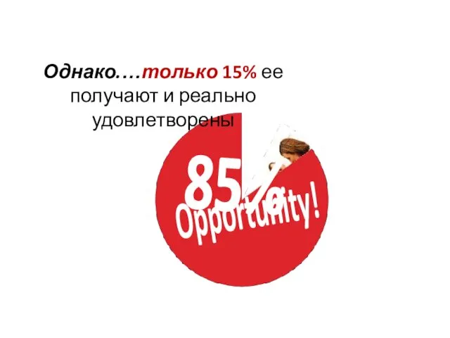 Однако.…только 15% ее получают и реально удовлетворены