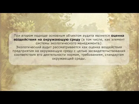 При втором подходе основным объектом аудита является оценка воздействия на