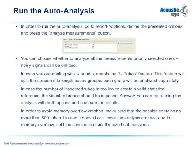 Run the Auto-Analysis In order to run the auto-analysis, go