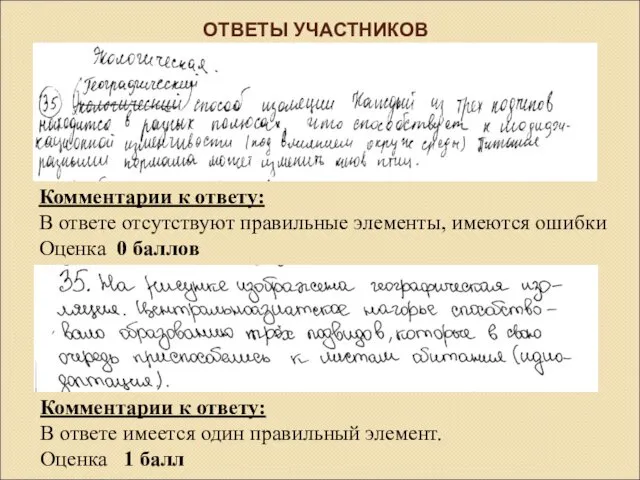 ОТВЕТЫ УЧАСТНИКОВ Комментарии к ответу: В ответе имеется один правильный