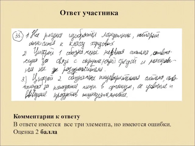 Комментарии к ответу В ответе имеется все три элемента, но