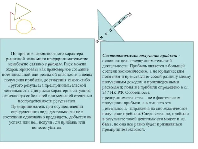 Признаки По причине вероятностного характера рыночной экономики предпринимательство неизбежно связано