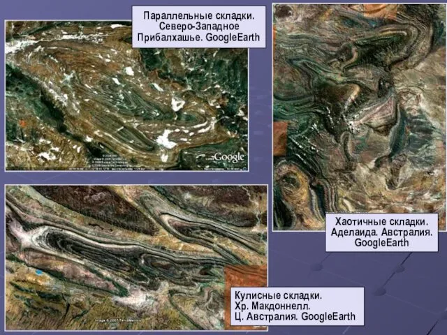 Район Центрально-Африканского рифта Параллельные складки. Северо-Западное Прибалхашье. GoogleEarth Кулисные складки.