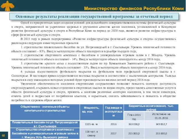 Одной из приоритетных задач создания условий для дальнейшего совершенствования системы физической культуры и