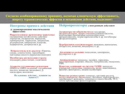 Согласно комбинированному принципу, включая клиническую эффективность, широту терапевтических эффектов и