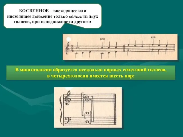 КОСВЕННОЕ – восходящее или нисходящее движение только одного из двух