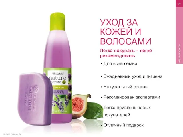 © 2016 Oriflame SA НАШИ ПРОДУКТЫ Легко покупать – легко рекомендовать Для всей