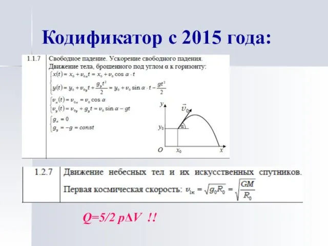 Кодификатор с 2015 года: Q=5/2 pΔV !!