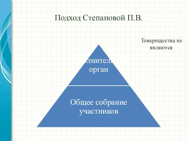 Подход Степановой П.В. Товарищества не являются