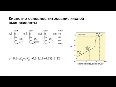 pI=0,5(pK1+pKR)=0,5(2,19+4,25)=3,22 Кислотно-основное титрование кислой аминокислоты