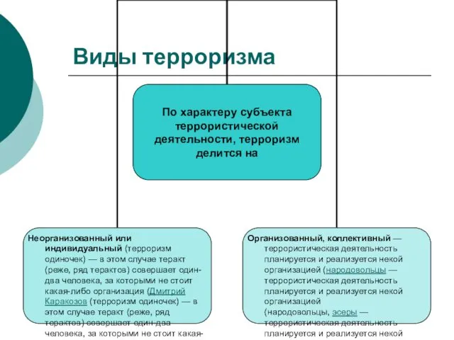 Виды терроризма