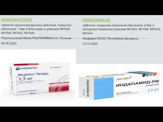 ИНДАПАМИД-ЛФ таблетки, покрытые пленочной оболочкой, 2,5мг в контурной ячейковой упаковке