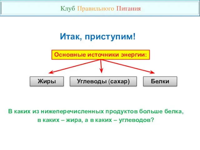 Углеводы (сахар) Белки В каких из нижеперечисленных продуктов больше белка,