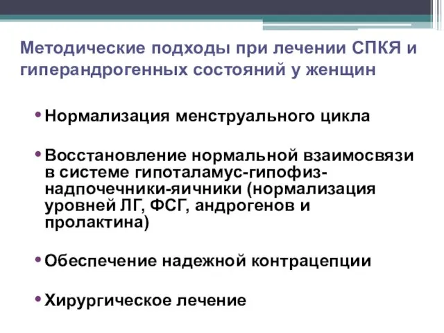 Методические подходы при лечении СПКЯ и гиперандрогенных состояний у женщин