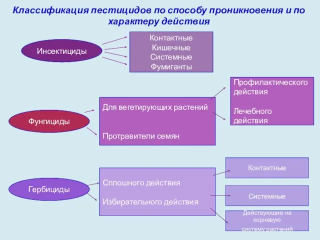 Классификация пестицидов по способу проникновения и по характеру действия Инсектициды