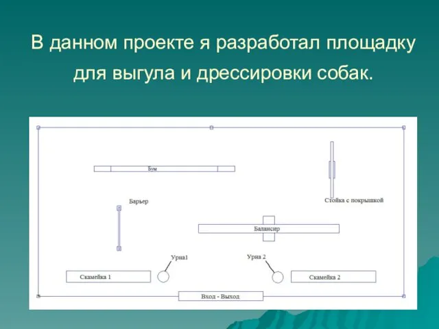 В данном проекте я разработал площадку для выгула и дрессировки собак.