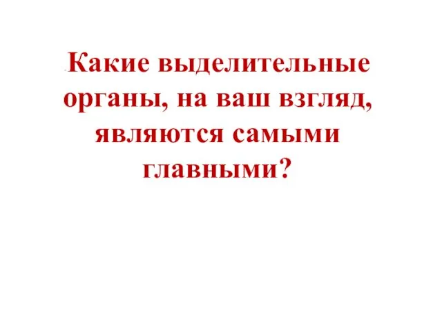 -Какие выделительные органы, на ваш взгляд, являются самыми главными?