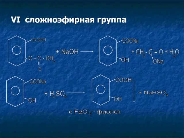 VI сложноэфирная группа COOH - O - C - CH