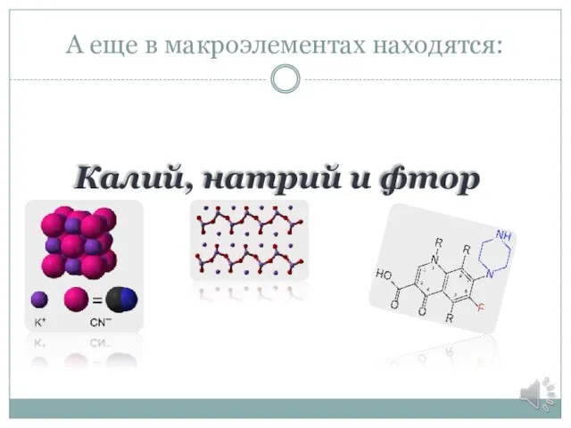 А еще в макроэлементах находятся: Калий, натрий и фтор