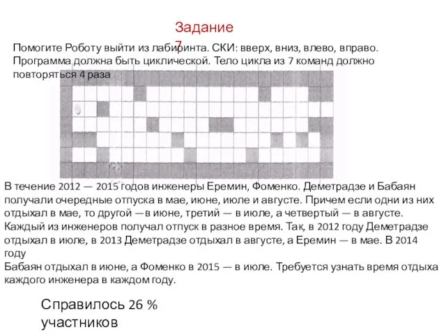 Задание 7 Помогите Роботу выйти из лабиринта. СКИ: вверх, вниз,