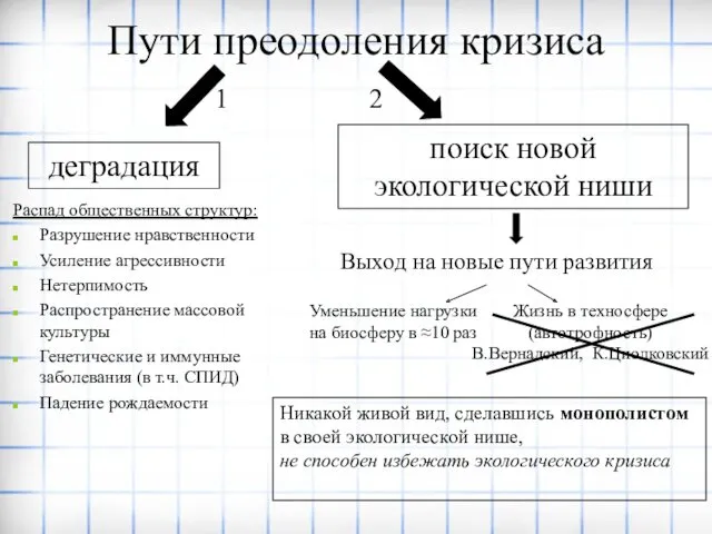 Пути преодоления кризиса Выход на новые пути развития деградация поиск