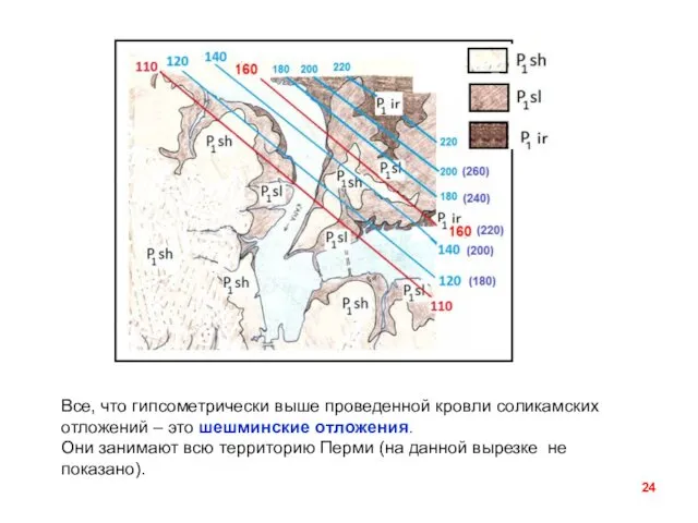 Все, что гипсометрически выше проведенной кровли соликамских отложений – это