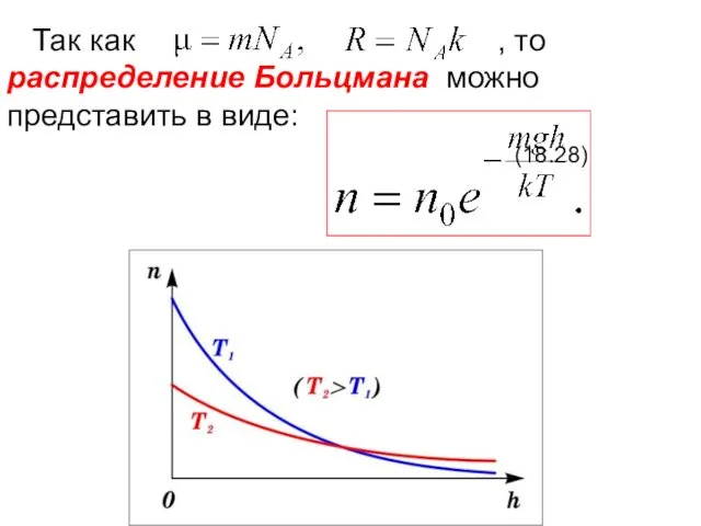 Так как , то распределение Больцмана можно представить в виде: (18.28)