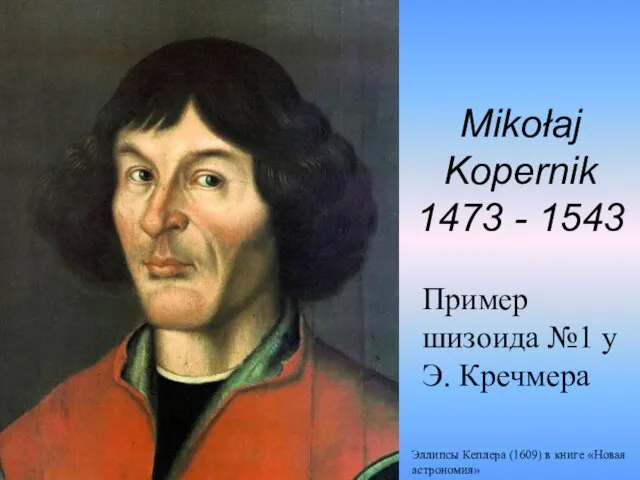 Mikołaj Kopernik 1473 - 1543 Эллипсы Кеплера (1609) в книге «Новая астрономия» Пример