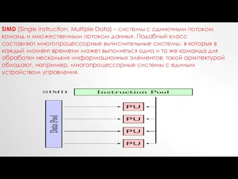 SIMD (Single Instruction, Multiple Data) – системы c одиночным потоком