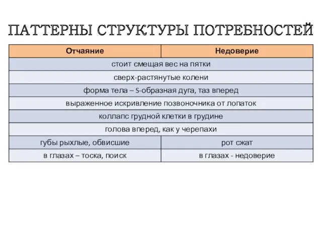 ПАТТЕРНЫ СТРУКТУРЫ ПОТРЕБНОСТЕЙ