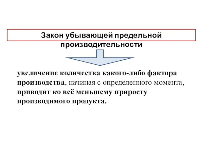 увеличение количества какого-либо фактора производства, начиная с определенного момента, приводит