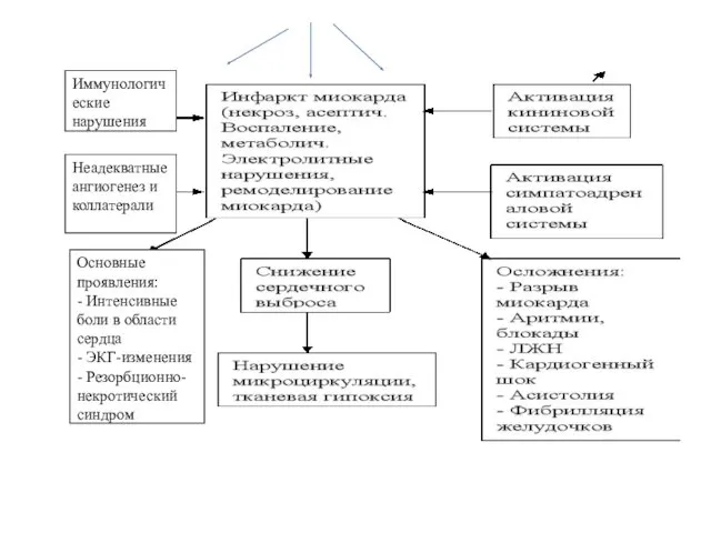 Иммунологические нарушения Основные проявления: - Интенсивные боли в области сердца