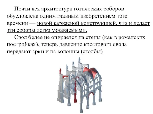 Почти вся архитектура готических соборов обусловлена одним главным изобретением того