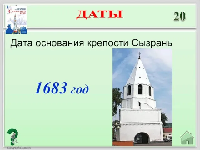 1683 год Дата основания крепости Сызрань ДАТЫ