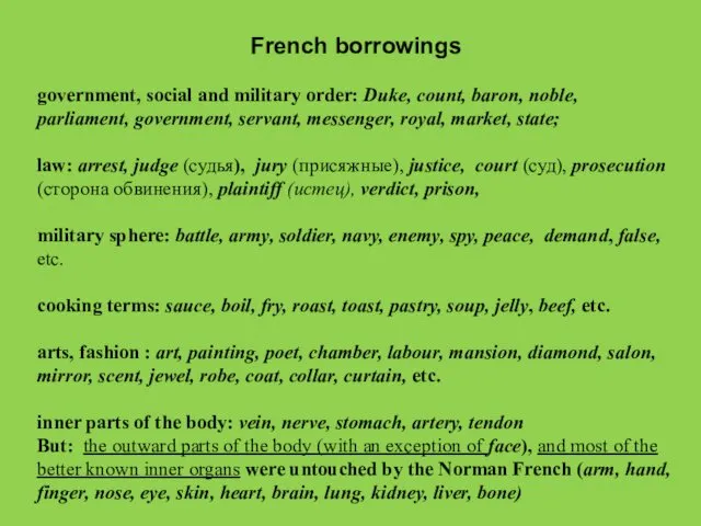 French borrowings government, social and military order: Duke, count, baron,