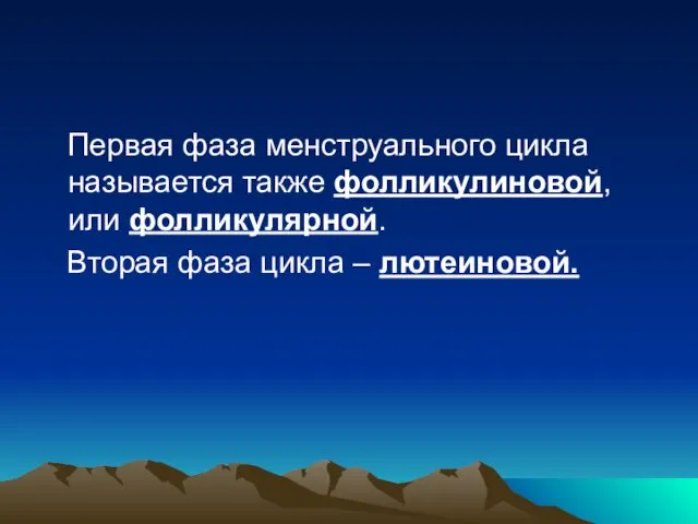 Первая фаза менструального цикла называется также фолликулиновой, или фолликулярной. Вторая фаза цикла – лютеиновой.