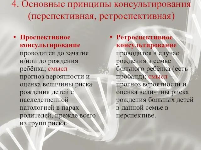 4. Основные принципы консультирования (перспективная, ретроспективная) Ретроспективное консультирование проводится в