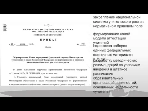 закрепление национальной системы учительского роста в нормативном правовом поле формирование