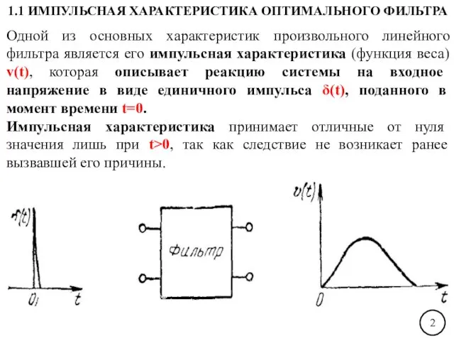 Одной из основных характеристик произвольного линейного фильтра является его импульсная