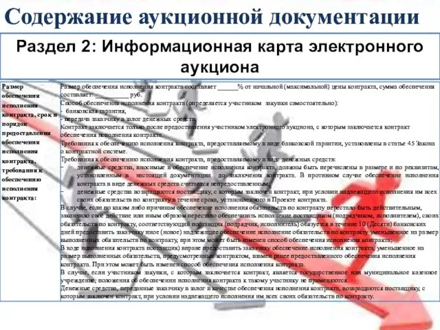 Раздел 2: Информационная карта электронного аукциона Содержание аукционной документации