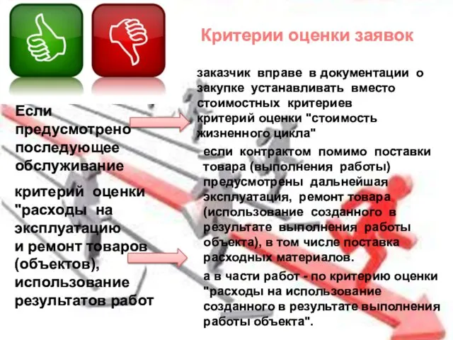 Критерии оценки заявок Если предусмотрено последующее обслуживание заказчик вправе в