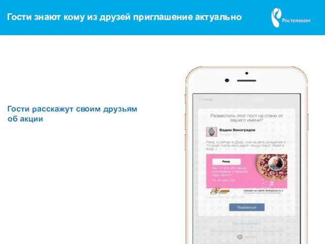 Гости знают кому из друзей приглашение актуально КАК ЭТО РАБОТАЕТ Гости расскажут своим друзьям об акции