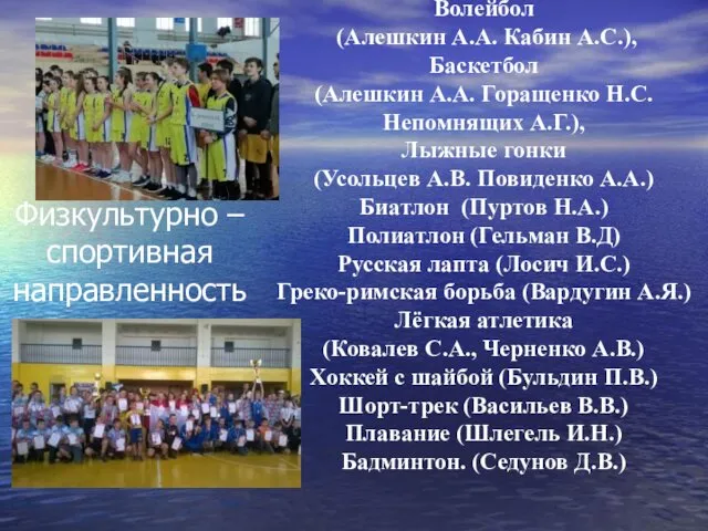 Физкультурно – спортивная направленность Волейбол (Алешкин А.А. Кабин А.С.), Баскетбол