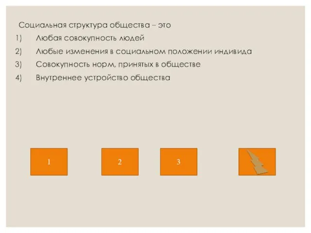 Социальная структура общества – это Любая совокупность людей Любые изменения