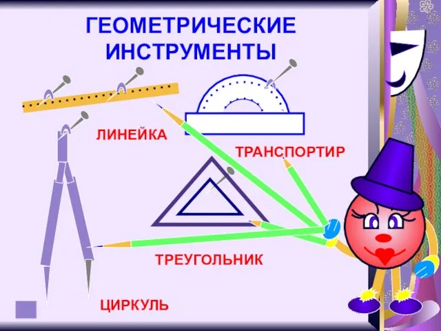 ГЕОМЕТРИЧЕСКИЕ ИНСТРУМЕНТЫ ЦИРКУЛЬ ЛИНЕЙКА ТРАНСПОРТИР ТРЕУГОЛЬНИК