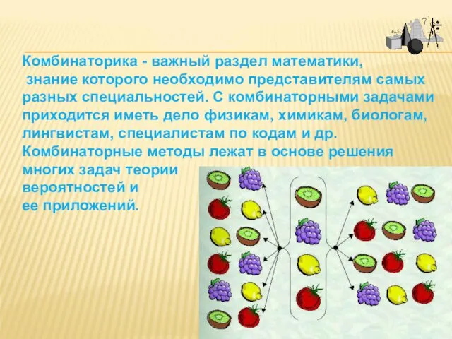 Комбинаторика - важный раздел математики, знание которого необходимо представителям самых