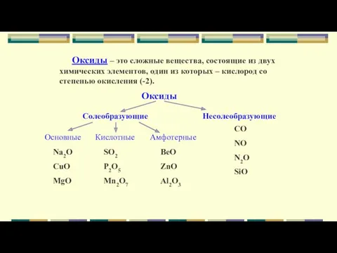 Оксиды – это сложные вещества, состоящие из двух химических элементов,