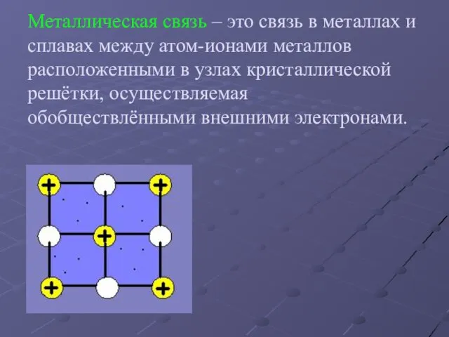 Металлическая связь – это связь в металлах и сплавах между