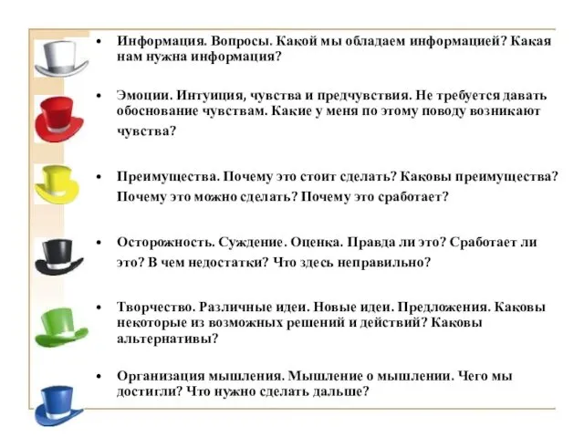 Информация. Вопросы. Какой мы обладаем информацией? Какая нам нужна информация? Эмоции. Интуиция, чувства